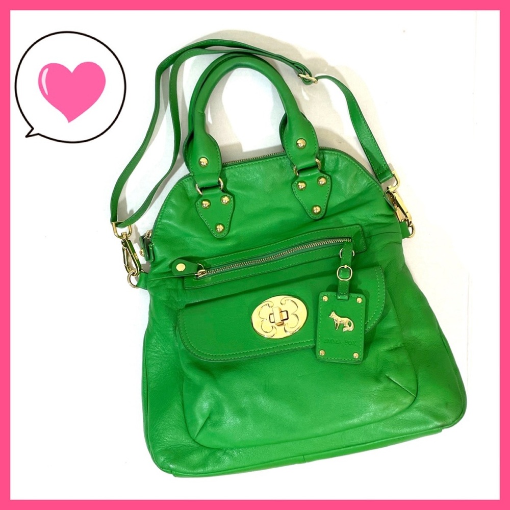 Emma Fox leather green gold satchel crossbody bag